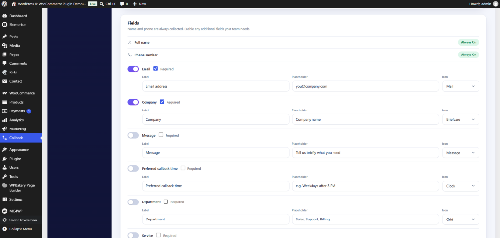 IdeaPlugins Callback – WordPress Callback Plugin