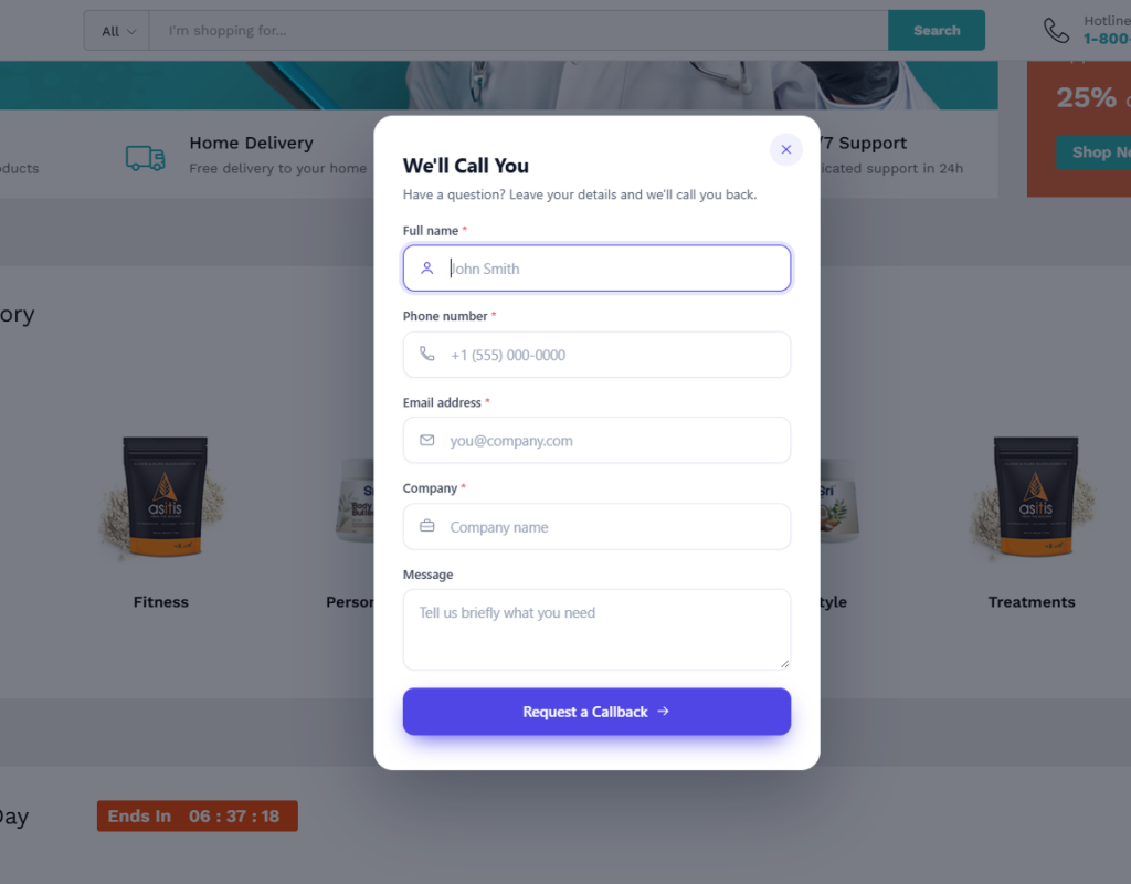 IdeaPlugins Callback - Popup