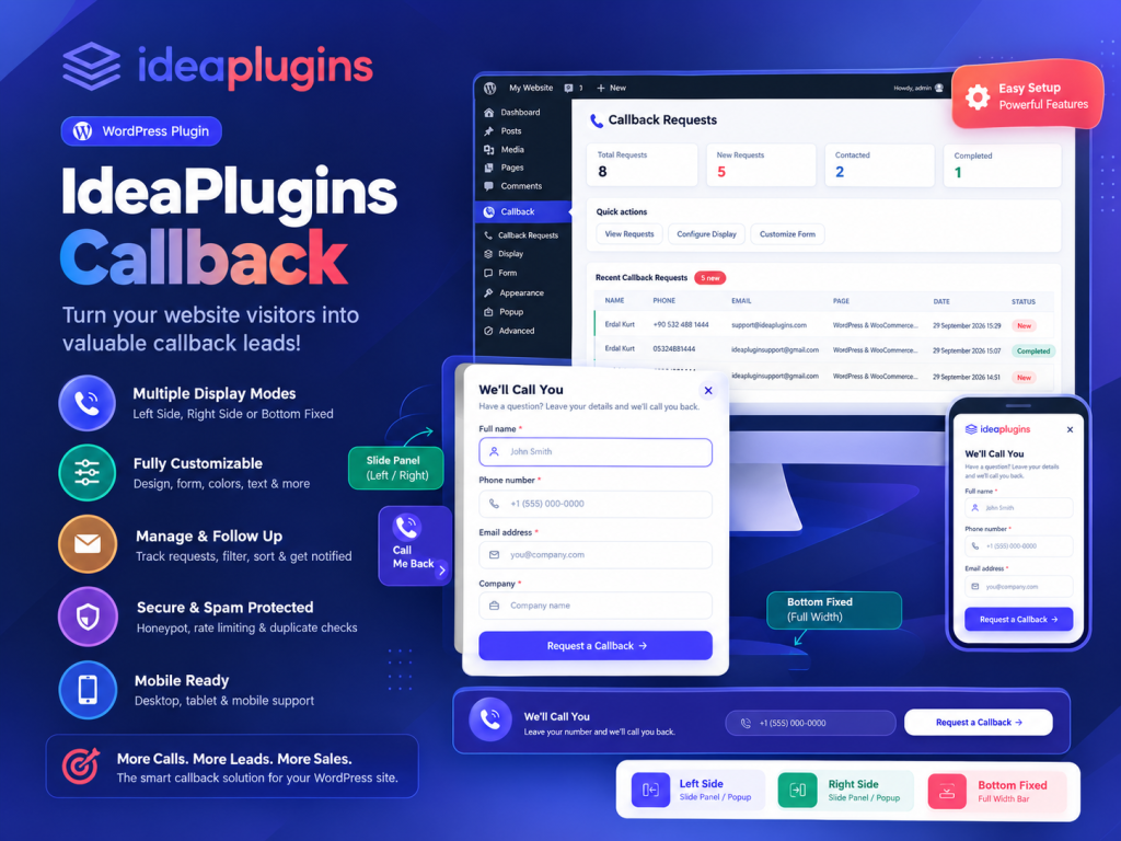 IdeaPlugins Callback for wordpress