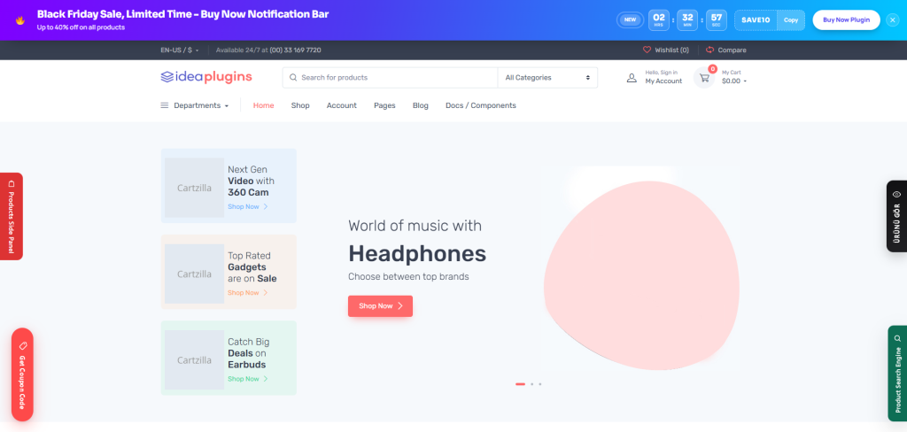 IdeaPlugins Notification Bars - Top Bar Notifications