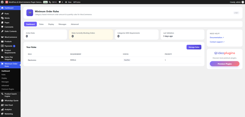 WooCommerce Category-Based Minimum Order Rules
