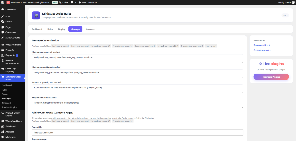 WooCommerce Category-Based Minimum Order Rules