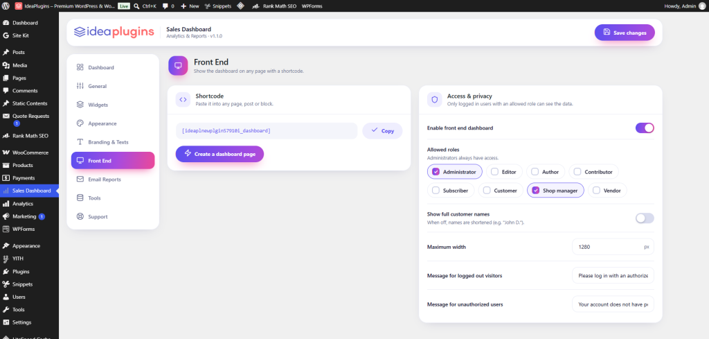WooCommerce Sales Dashboard – Analytics & Reports